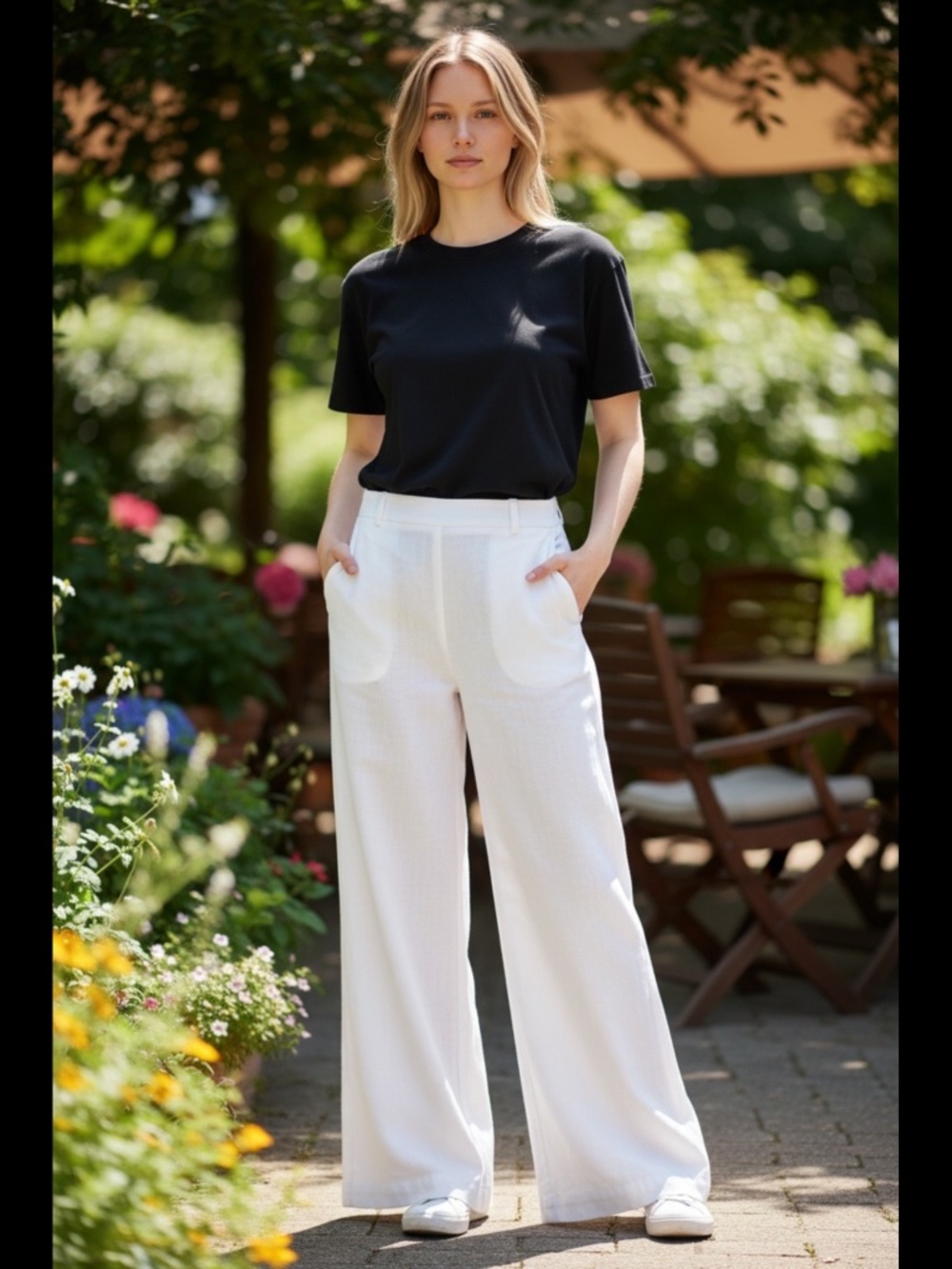 American Living White 100% Linen High Waist Straight Leg Pants Size 10